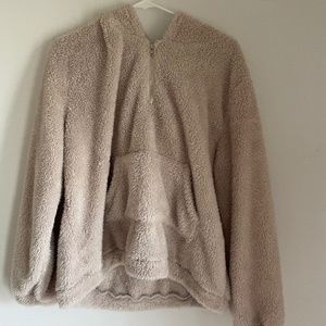 Tan Sherpa Zip-up Hoodie